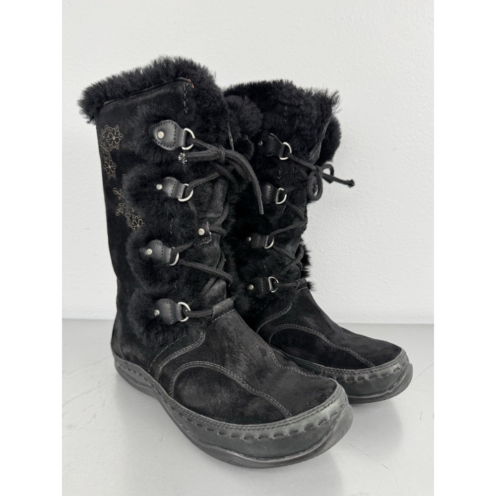 North Face Black Winter Boots Womens‎ 7 Insulated Suede Sheepskin Shearling Snow